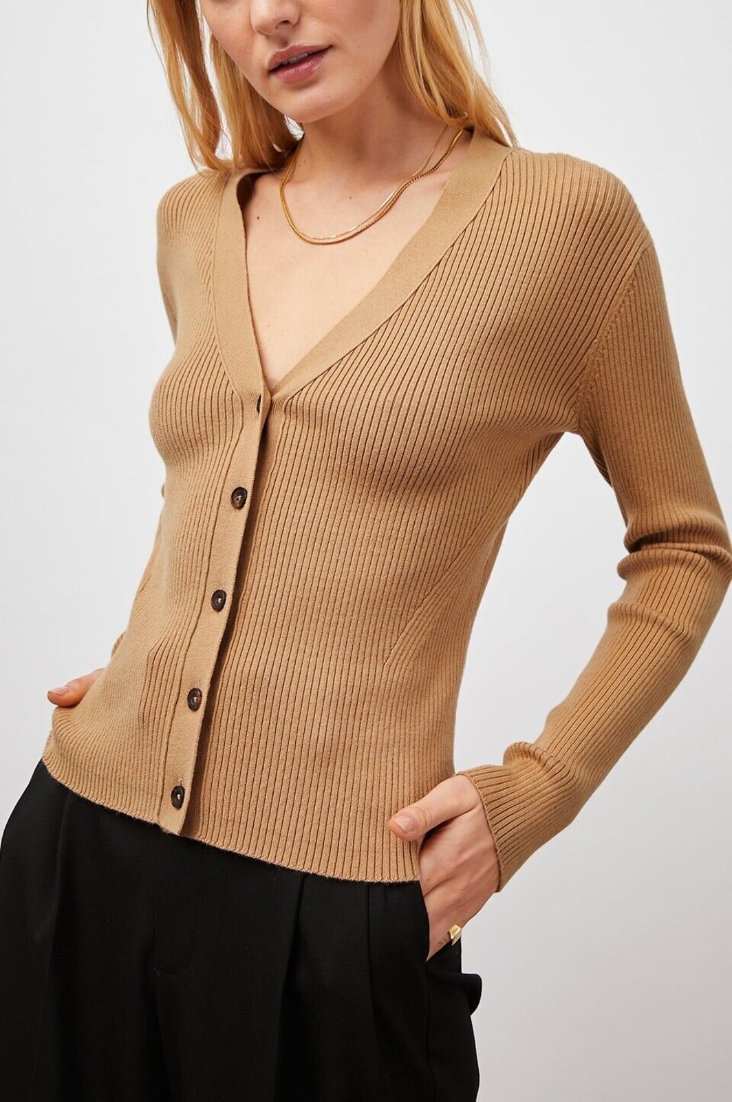 Nwt Rails Beau Cardigan Xl Camel Tan Silk Blend Quiet Luxury Old Money Preppy